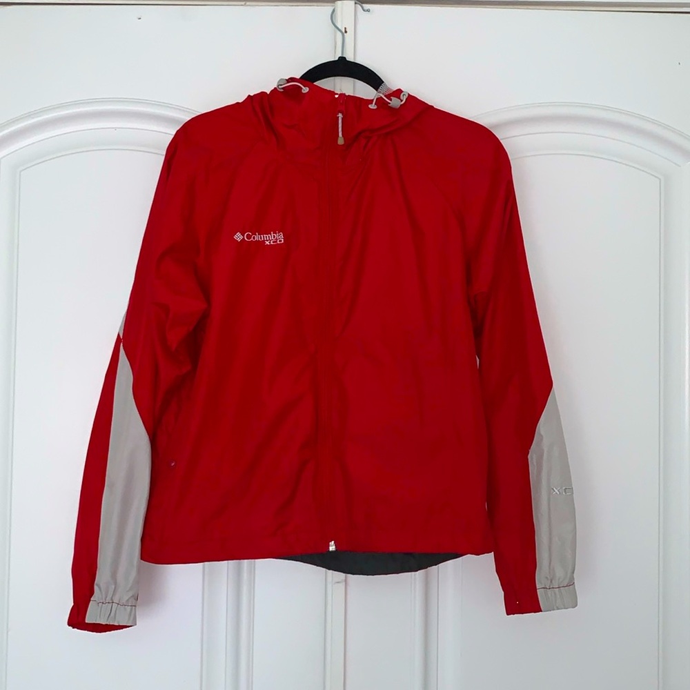 Columbia XCO Windbreaker / Shell - Red with Grey Floral Inset - Medijm